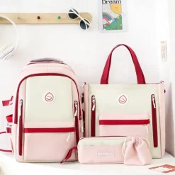 4-Piece Kids' School Backpack Set with Lunch Bag, Pencil Case & Drawstring Pouch – Durable Waterproof Bookbag for Boys and Girls