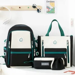 4-Piece Kids' School Backpack Set with Lunch Bag, Pencil Case & Drawstring Pouch – Durable Waterproof Bookbag for Boys and Girls