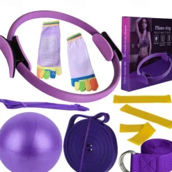 Pilates Circle Ten Piece Yoga Ball Latex Elastic Ring Resistance Belt Stretch Band Yoga Socks Fitness Set