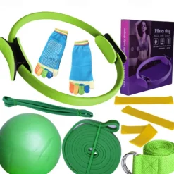 Pilates Circle Ten Piece Yoga Ball Latex Elastic Ring Resistance Belt Stretch Band Yoga Socks Fitness Set