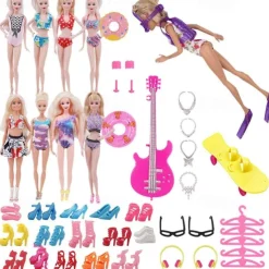 Pink Doll Clothes and Accessories,30cm Doll Clothing Accessories 40-Piece Set Combination Accessories Swimsuit Swimsuit Little Girl Children'S Toy Accessories（Doll not included）