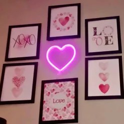 Pink Heart Neon Sign LED Light Battery Operated / USB Powered Table and Wall Decor Lamp for Dorm Girl's Room Mothers Day Valentine's Day Party Birthday Home Christmas Decoration