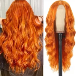 Pink Wig 26inch Long Wavy Wigs for Women Middle Part Curly Wig Natural Looking Heat Resistant Fiber Synthetic Wigs for Daily Use