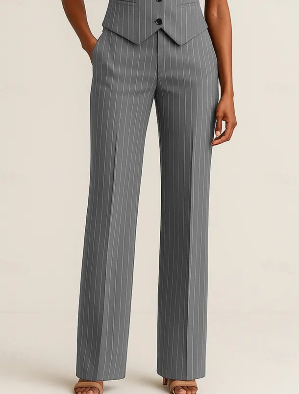 Pinstripe Pants Mother of the Bride Elegant Floor Length Ankle Length