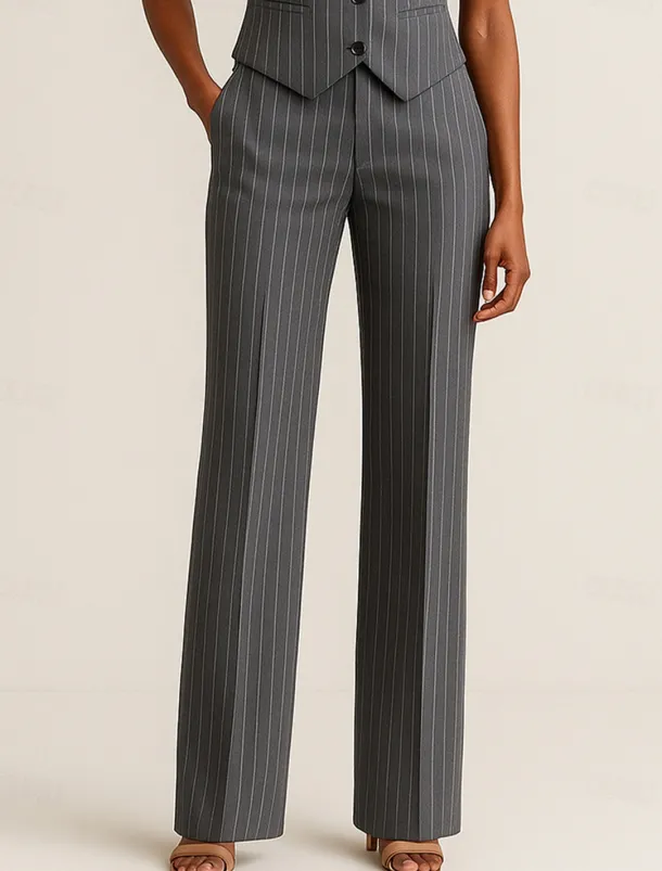 Pinstripe Pants Mother of the Bride Elegant Floor Length Ankle Length