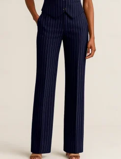 Pinstripe Pants Mother of the Bride Elegant Floor Length Ankle Length
