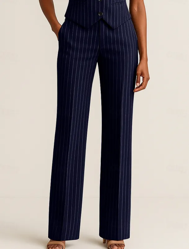 Pinstripe Pants Mother of the Bride Elegant Floor Length Ankle Length
