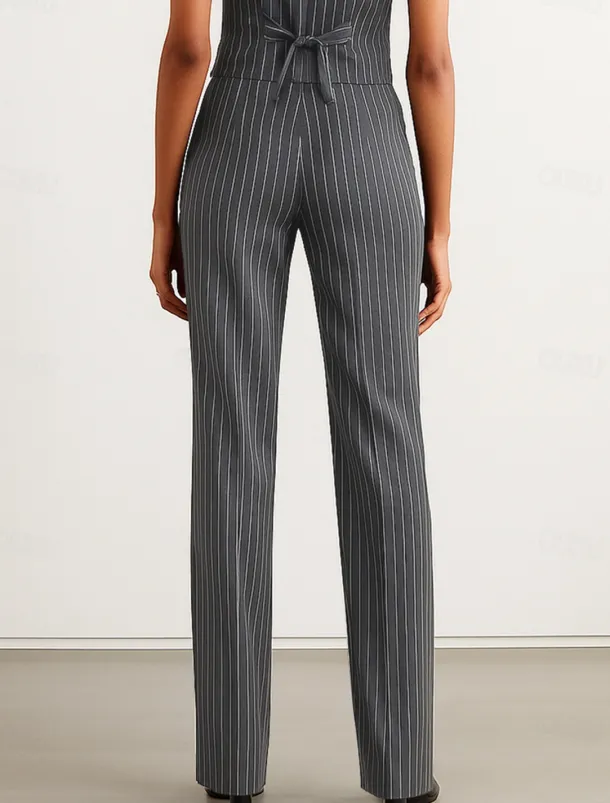 Pinstripe Pants Mother of the Bride Elegant Floor Length Ankle Length