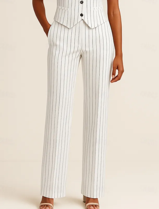 Pinstripe Pants Mother of the Bride Elegant Floor Length Ankle Length