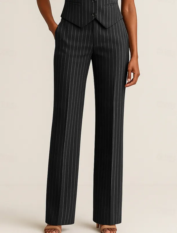 Pinstripe Pants Mother of the Bride Elegant Floor Length Ankle Length