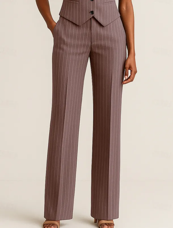 Pinstripe Pants Mother of the Bride Elegant Floor Length Ankle Length