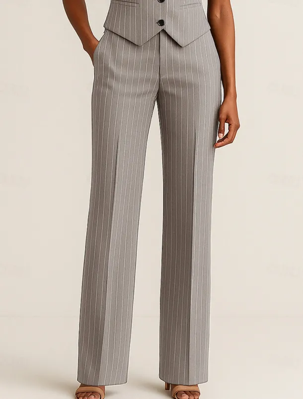 Pinstripe Pants Mother of the Bride Elegant Floor Length Ankle Length