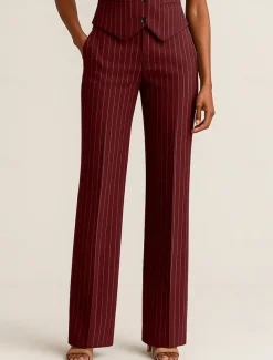 Pinstripe Pants Mother of the Bride Elegant Floor Length Ankle Length