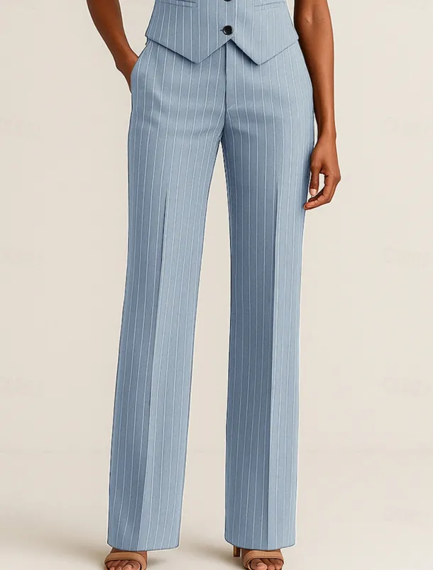Pinstripe Pants Mother of the Bride Elegant Floor Length Ankle Length