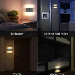 PIR Motion Sensing Night Light USB Rechargeable LED Human Body Sensing Night Light Smart Light Control Wall Lamp for Room Wall Wardrobe Home Bathroom Shoe Cabinet Bedroom Lighting