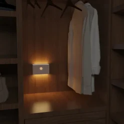 PIR Motion Sensing Night Light USB Rechargeable LED Human Body Sensing Night Light Smart Light Control Wall Lamp for Room Wall Wardrobe Home Bathroom Shoe Cabinet Bedroom Lighting