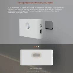 PIR Motion Sensing Night Light USB Rechargeable LED Human Body Sensing Night Light Smart Light Control Wall Lamp for Room Wall Wardrobe Home Bathroom Shoe Cabinet Bedroom Lighting