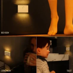 PIR Motion Sensing Night Light USB Rechargeable LED Human Body Sensing Night Light Smart Light Control Wall Lamp for Room Wall Wardrobe Home Bathroom Shoe Cabinet Bedroom Lighting