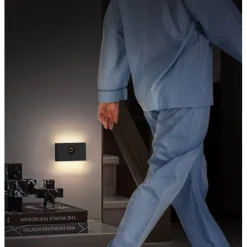 PIR Motion Sensing Night Light USB Rechargeable LED Human Body Sensing Night Light Smart Light Control Wall Lamp for Room Wall Wardrobe Home Bathroom Shoe Cabinet Bedroom Lighting