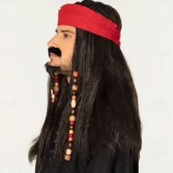 Pirate Jack Sparrow Style Wig with Beard Halloween Cosplay Party Wigs
