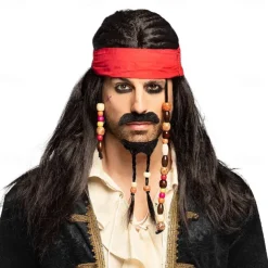 Pirate Jack Sparrow Style Wig with Beard Halloween Cosplay Party Wigs
