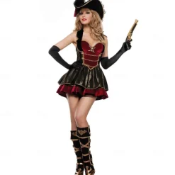 Pirates of the Caribbean Pirate Jack Sparrow Dress Outfits Costume Adventure Movie Cosplay Movie Cosplay for Women's Adults Halloween Carnival Performance Masquerade