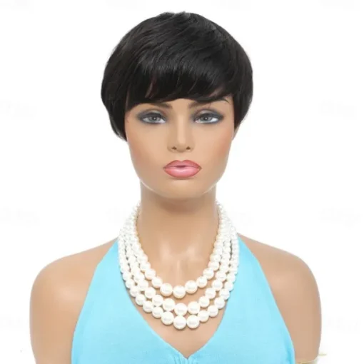Pixie Cut perruque cheveux humain Full Machine Made Human Hair Pre Plucked Wig Short Bob Cheap Human Hair Wigs