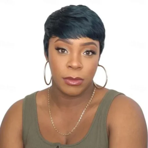 Pixie Cut perruque cheveux humain Full Machine Made Human Hair Pre Plucked Wig Short Bob Cheap Human Hair Wigs