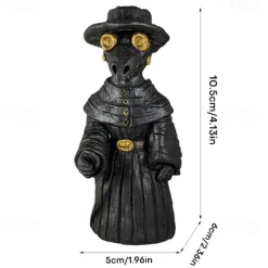Plague Doctor Cone Incense Burner Halloween Intricately Designed Resin Holder for Incense Cones - Historical Decor with Smoking Beak and Mouth - Black, 80g