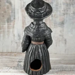 Plague Doctor Cone Incense Burner Halloween Intricately Designed Resin Holder for Incense Cones - Historical Decor with Smoking Beak and Mouth - Black, 80g