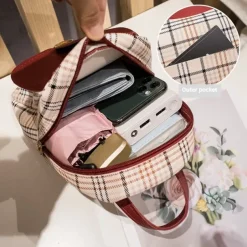 Plaid Mini Backpack with Leather Flap and Buckle – Stylish and Compact Back to School Bag in Multiple Colors