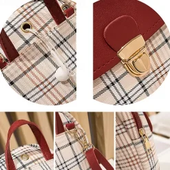 Plaid Mini Backpack with Leather Flap and Buckle – Stylish and Compact Back to School Bag in Multiple Colors
