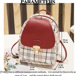 Plaid Mini Backpack with Leather Flap and Buckle – Stylish and Compact Back to School Bag in Multiple Colors