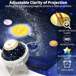 Planetarium Projector Lights Galaxy Projection 7 in 1 with 360 Rotating Nebula Moon Night Lamp Planet Aurora for Baby Bedroom Ceiling Game Room Party Bar