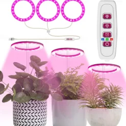 Plant Light Angel Ring Fleshy Fill light USB Colored Full Spectrum LED Bonsai Indoor Timed Dimming Growth Light is Suitable For Indoor Plants Potted Meat Fish Tank Plants 1PC