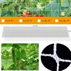 Plant Trellis Netting, Heavy-Duty Polyester Grow Net, Garden Trellis Netting with Square Mesh for Climbing Plants, Vegetables, Fruits, and Flowers