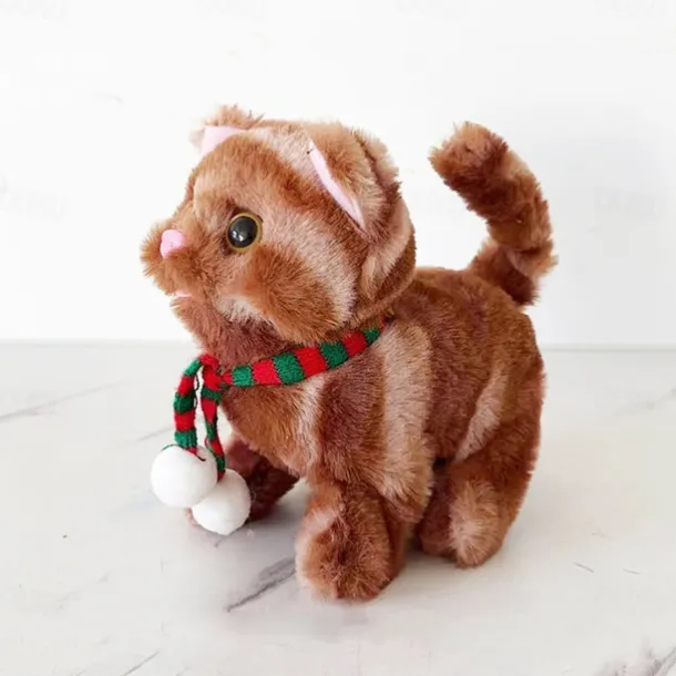 Plush Cat Stuffed Animal Interactive Cat Robot Robotic Cat Barking Meow Kitten Touch Control Electronic Pet Robot Kitty Toy Animated Cat for Girl Baby Kid