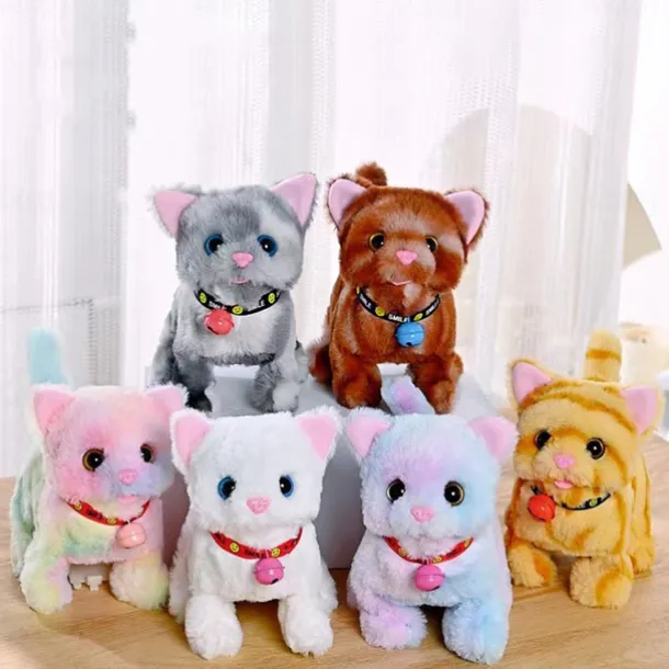 Plush Cat Stuffed Animal Interactive Cat Robot Robotic Cat Barking Meow Kitten Touch Control Electronic Pet Robot Kitty Toy Animated Cat for Girl Baby Kid