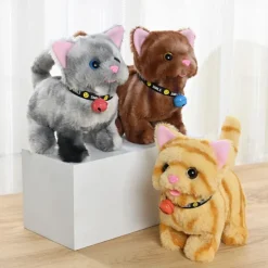 Plush Cat Stuffed Animal Interactive Cat Robot Robotic Cat Barking Meow Kitten Touch Control Electronic Pet Robot Kitty Toy Animated Cat for Girl Baby Kid