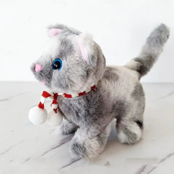 Plush Cat Stuffed Animal Interactive Cat Robot Robotic Cat Barking Meow Kitten Touch Control Electronic Pet Robot Kitty Toy Animated Cat for Girl Baby Kid