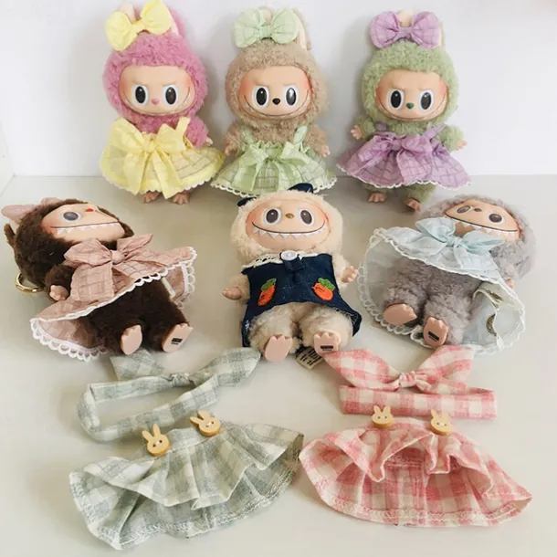 Plush Doll Clothes Cute Floral Bract Dress Doll Clothes for 7in/17cm Plush Labubu Kawaii Doll Accessories Toys Gifts for Girls(WITHOUT Doll)