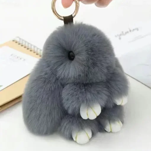 Plush Hanging Rabbit Pendant – Floppy Ear Bunny Keychain with Imitation Otter Fur, Mini Cute Rabbit Charm for Backpacks