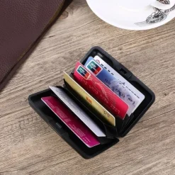 Pocket Business Id Credit Cards Wallet Holder Case Aluminum Metal Men Waterproof Business Id Credit Card Wallet Plastic Pouch