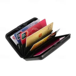 Pocket Business Id Credit Cards Wallet Holder Case Aluminum Metal Men Waterproof Business Id Credit Card Wallet Plastic Pouch