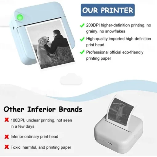 Pocket Mini Printer Portable Wireless BT Thermal Photo For IOS Android Mobile Phone, Inkless Printing Gift Study Notes Label Receipt,For The Big Game