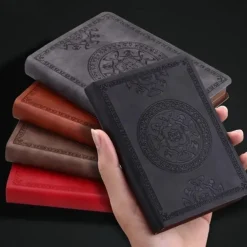 Pocket notepad portable retro pattern pu leather notebook diary notepad stationery gift