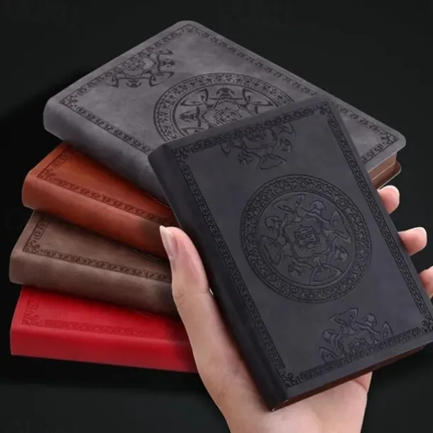 Pocket notepad portable retro pattern pu leather notebook diary notepad stationery gift