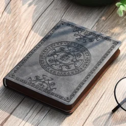 Pocket notepad portable retro pattern pu leather notebook diary notepad stationery gift