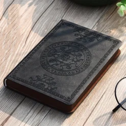 Pocket notepad portable retro pattern pu leather notebook diary notepad stationery gift