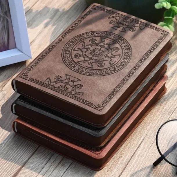 Pocket notepad portable retro pattern pu leather notebook diary notepad stationery gift